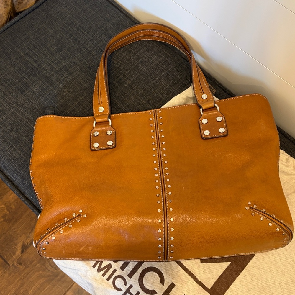 Vintage Michael Kors Leather Studded Astor Large Shopper Tote - Picture 3 of 8